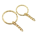 Two-piece gold-plated 25mm embossed metal keyrings with four-link connector chains - Large / Gold