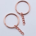 Porte-clés en métal or rose avec chaîne à 4 maillons pour accessoires de bijoux DIY - 25mm / Or rose