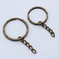Set of 2 bronze textured keyrings with 4-link chain for DIY craft accessories - Large / Antique Bronze