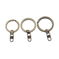 Porte-clés plat en métal avec fermoir rotatif en bronze antique, lot de 3 tailles - Bronze Antique