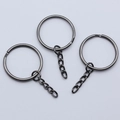 Three pieces of gunmetal iron key rings with a 4-link chain attachment for DIY crafts - Gunmetal