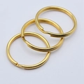 Set of three golden flat split key rings for DIY crafts and keychain accessories - 1.2x15mm / Gold