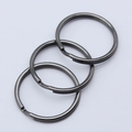 Flat split key ring set in gun black finish for DIY accessories crafting and keychain making - Gunmetal