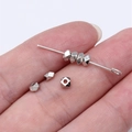 Handheld silver geometric faceted spacers and metal needle for DIY jewelry making - White Gold