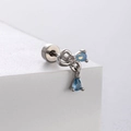 Bow claw titanium steel stud earring with blue zircon and opal water drop pendant - Bow Knot With Drip Pendant Style (A57-6#)