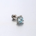 Dragon claw stud earring in silver steel with light blue round cut zircon stone - 6mm Light Sea Blue Dragon Claw Style (A57-3#)
