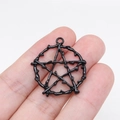 Gothic black thorn pentagram star pendant for DIY jewelry making handmade accessories - Branch Pentagram (D11635_28x26mm)