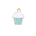 DIY colorful cupcake pendant in teal and white finish with a gold-tone alloy loop - Light Green
