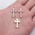Pink enamel and gold metal cross charms for DIY jewelry making and necklaces - Pink