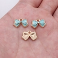 Pendentif nœud bleu clair et doré en alliage pour la création de bijoux DIY - Bleu (D20053_U01-A53)