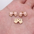 Pendentifs nœuds en émail rose avec bordure perlée dorée pour bijoux DIY, lot de 3 - Rose (D20054_U01-A54)
