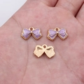 Pendentif noeud en alliage violet clair avec bords dorés pour la création de bijoux DIY - Violet (D20055_U01-A55)