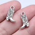 Vintage silver-tone cowboy boot charms for DIY jewelry making and western accessories - Antique Silver