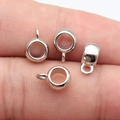 Silver polished jewelry bail connector loops for DIY handmade necklace and bracelet crafts - Large Hole Bead (D12569) / 7x11x4mm / Silver Tone