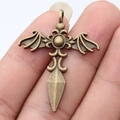 Antique silver gothic bat wing cross pendant made of alloy for vintage punk style jewelry - Antique Bronze