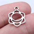 Antique silver 7 chakra lotus pendant with hollow geometric design for DIY jewelry - Crown Chakra Sahasrara Lotus Style (B16858_W08-H39)