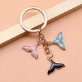 Handmade DIY whale tail keychain pendants in pink blue and black with gold finish - Whale Tail Style (XY30065)