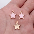 Rosa Sternanhänger aus Legierung mit Goldrand und strukturierter Rückseite für DIY-Schmuck - Rosa (D20130_U01-B40)