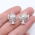 Antique silver globe charms in bright alloy for DIY necklaces and bracelets making - Antique Silver (ABD-C16160)