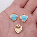 Sky blue enamel heart charm with golden LOVE lettering for DIY jewelry making - Blue (D20252_U01-C72)