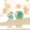 Tweekleurige oorknopjes met roségeslepen zirkonia in smaragdgroen en geel, 4-klauwinstelling - 8mm / Geel Blauw Verloop