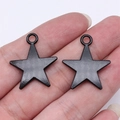 DIY black alloy star charms with jump rings for Gothic jewelry making and accessories - Pentagram (D11816_26x22mm)