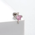 Screw-back titanium steel earring with pink heart crystal and decorative stud details - Nail Heart Style (A132-4#)
