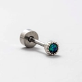 Titanium steel tragus stud featuring a blue-green opal stone with a screw-back disk - Blue Opal Style (A40-1#)
