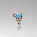 Titanium steel heart-shaped blue opal stud earring with zircon accents and silver finish - Heart Shape Blue Opal (A06-6#)