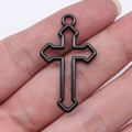 Ciondolo a croce nera in stile gotico con anello di sospensione per gioielli fai da te - Croce (D11814_38x22mm)