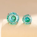 Green zircon stud earrings with silver claw setting in two sizes for elegant women - Blue Green Gradient (A318-1#) / 6mm
