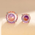 Surgical steel stud earrings with gradient pink and orange round-cut cubic zirconia - Orange Purple Gradient (A318-2#) / 8mm