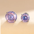 Purple cubic zirconia stud earrings with silver claw setting in two different sizes - Pink Purple Gradient (A318-3#) / 6mm