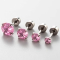 Rosafarbene Zirkonia-Ohrstecker aus chirurgischem Edelstahl in vier verschiedenen Größen - 3mm / Rosa