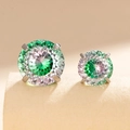 Titanium steel stud earrings featuring green purple gradient stones in 6mm and 8mm sizes - Pink Green Gradient (A318-6#)