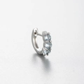 Elegant silver bow hoop earrings with three light blue cubic zirconia gemstones - Three Blue Zirconia Style(A170-1#)