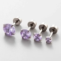 Set mit vier lavendellila Zirkonia-Knorpelohrsteckern mit Schraubverschluss in verschiedenen Größen - 3mm / Lila