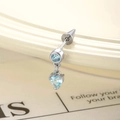 Silberner Herz- und runder hellblauer Kristall-Ohrstecker im Dopamin-Stil für Damen - Herz (A682-3) / Edelstahlschrauben / Blau