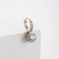 Elegant silver-toned hoop earring with a sparkling round zircon cluster pendant - Round White Zirconia Style(A170-4#)