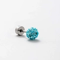 Hemelblauwe kristallen bol barbell oorknopje van titanium staal voor kraakbeen - Blauw (Enkel Stuk)