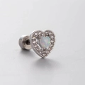 Elegante herzförmige Opal-Ohrstecker mit Zirkonia-Halo und Titanstahl-Schraubverschluss - Herz Opal mit Zirkonia Halo Stil (A33-3#)