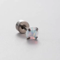 Titanstahl Ohrstecker mit buntem Opal und Schraubverschluss für einen eleganten Look - Vier-Zacken Rund Opal Stil (A33-1#)