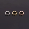 Drei geometrische sechseckige Ohrringe in Silber, Gold und Roségold mit Zirkonbesatz - Hexagonaler Geometrischer Eingelegter Stil (款式10-272) / 0.8x8mm (1 Stück) / Gold