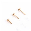 Three assorted sizes of gold stainless steel T-shape labret flat back piercing studs - 1.0mm Gauge/5mm Length / Gold