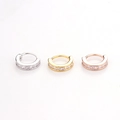 Three rows of copper huggie earrings with micro-set cubic zirconia in gold and silver - Silver / Style 4