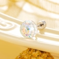 Faceted crystal ball stud earring in iridescent finish with silver surgical steel screw - Single Piece / AB Aurora (6MM)
