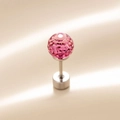 Pink faceted crystal screw back earring stud with silver titanium steel post - Single Piece / Pink (6mm)