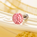 Faceted pink crystal ball earring with silver titanium steel screw back stud - Single Piece / Pink (8mm)