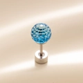 Light blue faceted crystal ball stud earring with stainless steel screw back flat base - Single Piece / Lake Blue (6MM)