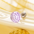 6mm lavender faceted crystal stud earring with silver titanium steel screw back - Single Piece / Purple (8MM)